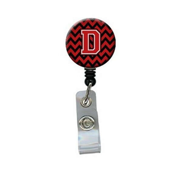 Carolines Treasures Letter D Chevron Black and Red Retractable Badge Reel CJ1047-DBR